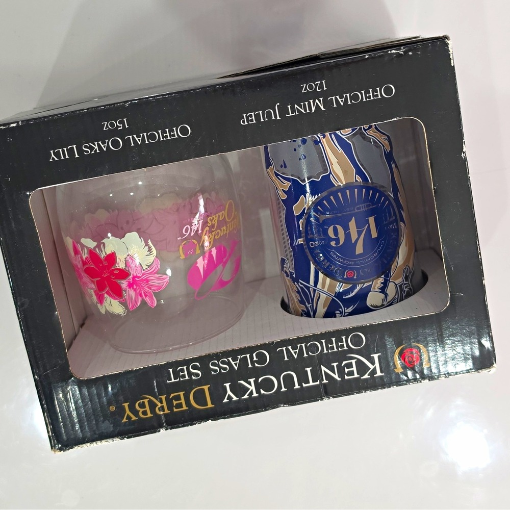Kentucky Derby Official Mint Julep 12oz & Oaks Lily 15oz Glass Set, 2pc